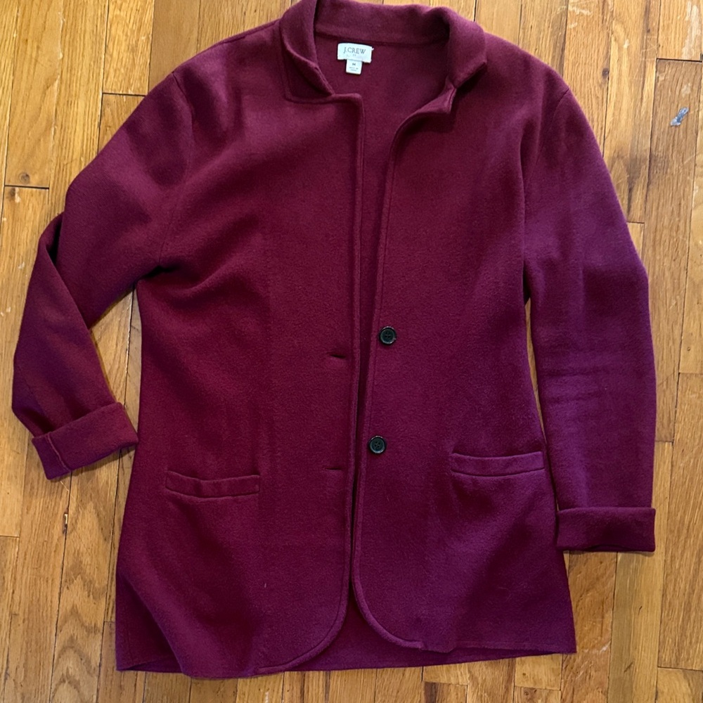 J. Crew Women's Deep Red Cardigan Blazer